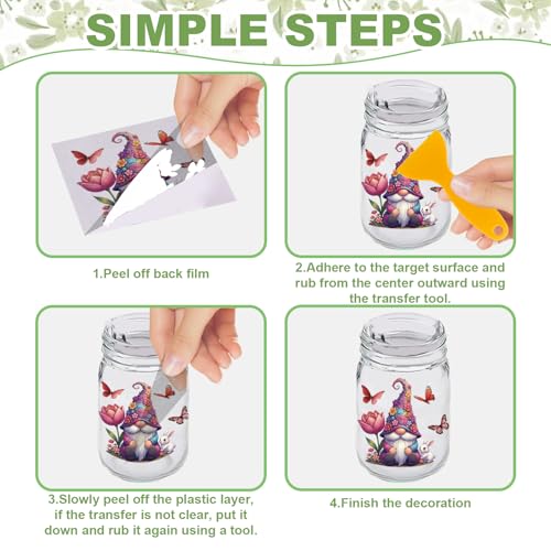 GLOBLELAND 56 Sheets Seasonal Gnomes Transfer Sticker for Craft 3.9x3.6 inch Dwarf Rub on Transfer Decal Stickers for Holiday Crafts Bottle Glass Vase Decor - color: Multicolor