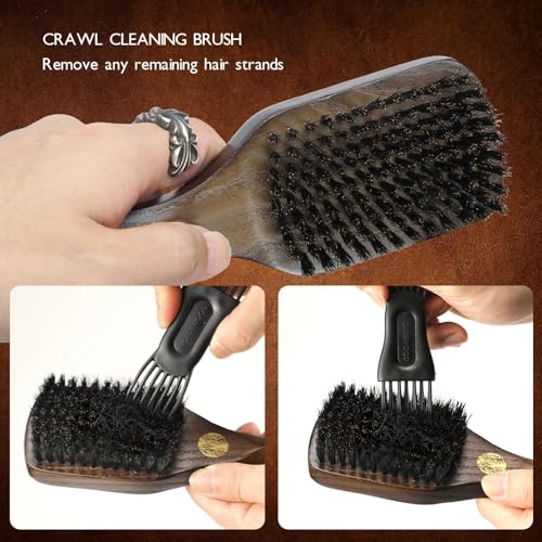 NORSEWOOD Boar Bristle Brush for Shine and Texture - Stiff Bristles for Medium Hair/Beards, Cleaning Brush Included | for Shine & Texture, Hairbrush for Men, with Cleaning Tools