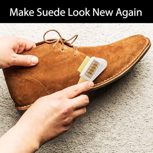 Suede Brush with Side Eraser – Suede & Nubuck Cleaner for Shoes | Suede shoe brush & suede cleaner — rubber bristles, welts, nylon/brass lift dirt from shoes, boots, bags & purses - size: 3 - Brush w/ Side Eraser