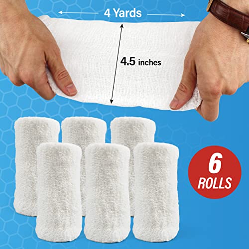 Gauze Rolls-kerlix Cotton Gauze Bandage Rolls -6 ply-STERILE - 4 Inches X 12 feet -Extra Absorbency - Medical Gauze Bandage -6 Rolls - Latex Free -Each roll Individual Wrapped-Hospital Grade Quality