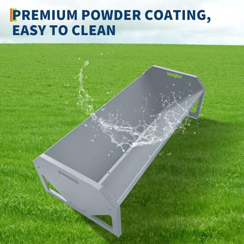 45-Inch Portable Livestock Feeding Trough, Heavy Duty 22 Gallon Capacity Feeder for Cows, Sheep, Horses, Pigs, Feeding Up to 10 Sheep, Durable Galvanized Steel（Silver） - color: Silver