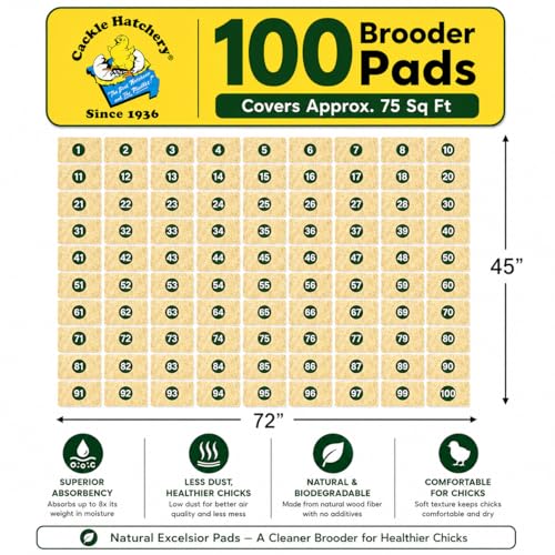 Cackle Hatchery Excelsior Brooder Pads for Chicks (100 Pack) - 9"x12" Aspen Excelsior Pads for Lining Chick Brooders - size: 100