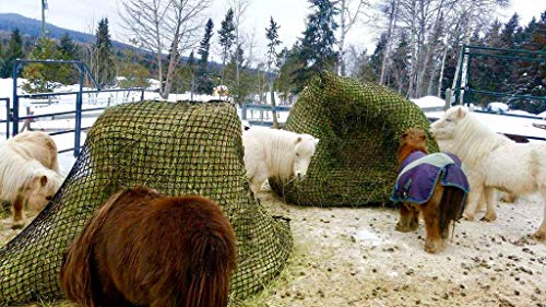 KNOTLESS Heavy Duty 5mm Thick Round Bale Slow Feed Hay Net 6x6 (Hole_Size_1.5 inches) - size: Hole_Size_1.5"