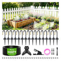 Thiswing 100 FT 360° Adjustable Irrigation System with Stake Holders | 1/4" Tubing, 16 Nozzles, Automatic Watering Misting System, Sprinkler for Garden, Raised Bed, Lawn, Plants - size: 100FT