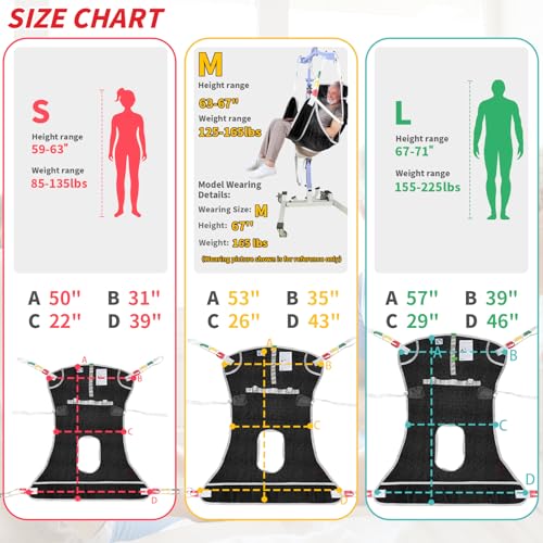 EZ Assistive Patient Lift Sling with Commode - Patient Lifting Slings for Transfer - Medical Full Body Straps for Elderly, Disabled,Nursing,Caregiver - SWL 500 lbs (Large-Black-1 PC) - size: Large-Black-1 PC