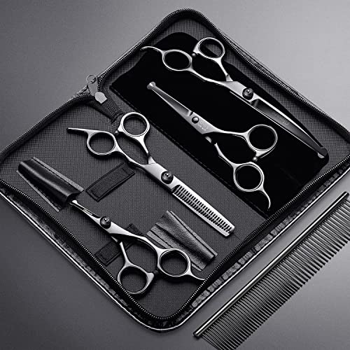 Gimars 7inch Professional 4CR Stainless Steel 6 in 1 Grooming Scissors for Dogs with Safety Round Tip, Heavy Duty Titanium Coated Pet Grooming Scissor for Dogs, Cats and Other Animals - style: 7inch Round Tip 6 in 1 Professional