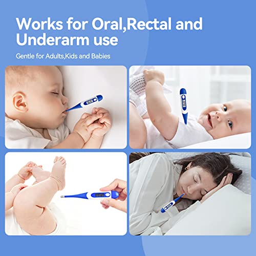 Berrcom Digital Thermometer for Adults, Oral and Underarm Thermometer for Baby and Kids Medical Thermometer with Fever Alarm Rectal Thermometer with Soft Tips | Medical Thermometer with Fever Alarm, Underarm for Baby, Adults, Body Temperature, C/F Switcha