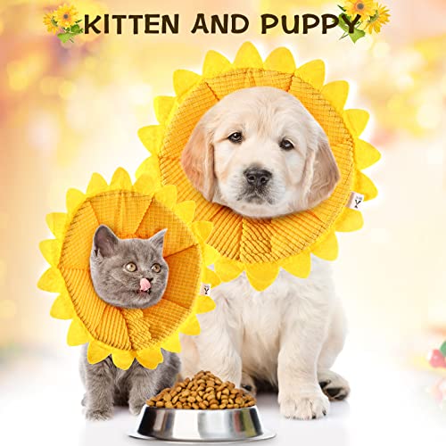 Sunflower Cat Recovery Cone Collar Soft Adjustable Elizabethan Cone,Medium - size: Medium