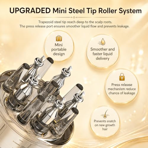 Upgraded Minoxidil Applicator with Press-Release Tip, Precision Scalp & Eyebrow/Beard Hair Oil Dispenser, Root Comb Design, Easy-Refill Applicator for Hair Growth Serum, No-Mess Controlled Application