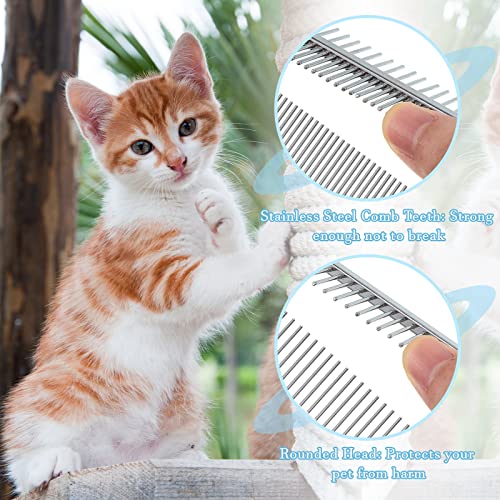 2 Pcs Dog Metal Combs Cat Wooden Handle Grooming Combs Stainless Steel Hairbrush Double Side Metal for Pet Dog Grooming Brush Pet Flea Hairbrush for Long Short Hair Fur Brush Tool