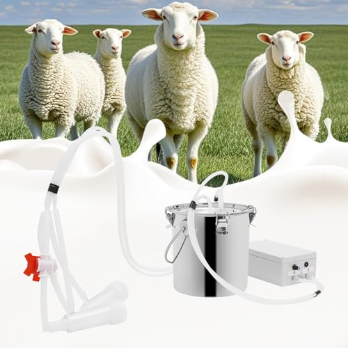 Pulsation Milking Machine for Cows and Goats, 3L/5L/14L Electric Cow Milker Milking Machine with Stainless Steel Bucket, Speed Adjustable Pulsating Vacuum Pump (5L) - size: 5L