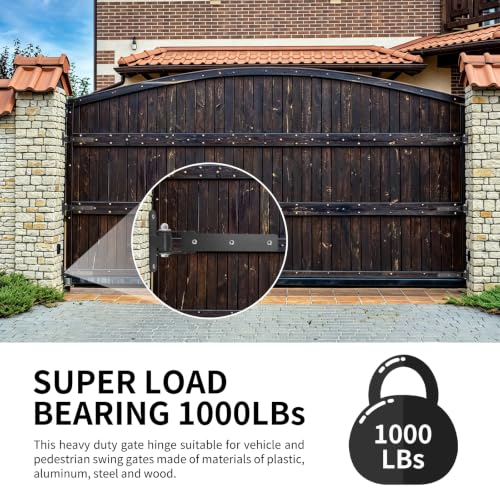 Heavy Duty Upgraded Sealed Bearing Gate Hinges Bolt or Weld on Hinge for Outdoor Large Heavy Driveway Gates Up to 1000 Lbs,13 Inch T-Strap Door Hinges, 1 Pack No Screws