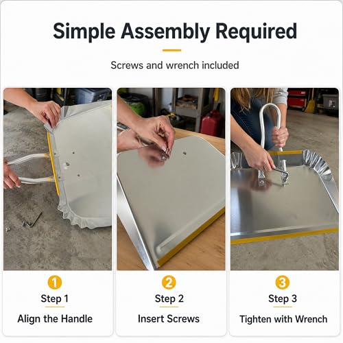 3-Pack 17" Heavy Duty Metal Dust Pans | Wide Dustpans for Household, Easy to Assemble - size: 3 Count (Pack of 1)