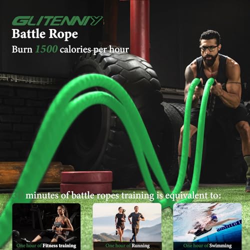 Battle Ropes Green Workout Rope 1.5inch Battle Ropes for Home Gym 30ft Exercise Ropes for Working Out Heavy Ropes for Exercise Training Weighted Rope Weighted Workout Rope Battle Rope - style: Green