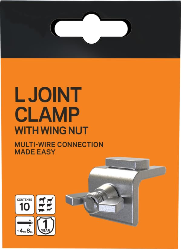 Gallagher L-Shape Wing Nut Joint Clamp for Joining High-Tensile Electric Fence Wire | Fits Wire Up to 3/16" (8 Gauge) | Heavily Galvanized | Pack of 10