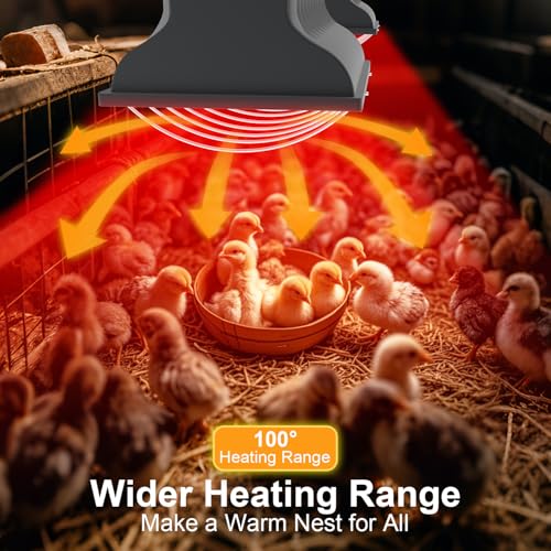 UTFEEDY Chicken Coop Heater, Aluminum Brooder Heater Lamp for 30 Chicks or Duckling, 250 Watts Heating Plate Lamp Warmer with Adjustable Temperature & 8 feet Iron Chain for Amphibians, Livestock, Pets - color: Grey