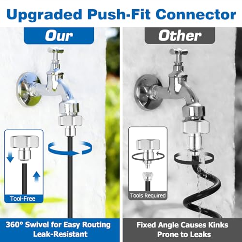 Mellbree Misters for Outside Patio 60FT/18M, Pre-Assembled Misting Cooling System with 19 Brass Nozzles & 3/4" Adapter, Outdoor Mister for Garden, Backyard, Pool, Greenhouse, Play Area, Trampoline - size: 60FT