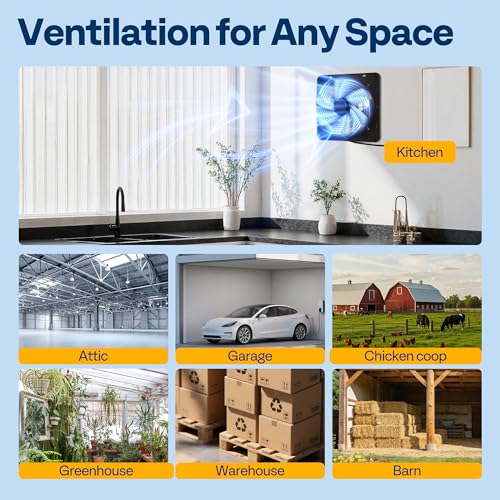 VIVOHOME 10" Shutter Exhaust Fan with EC Motor | 900 CFM, Variable Speed, Timer, Wall-Mounted for Attic, Garage, Greenhouse, Chicken Coop, Barn Ventilation - size: 10"
