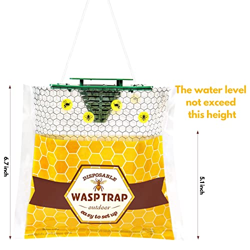 6 Pack Disposable Wasp Traps Outdoor Hanging, Bee Bags Traps for Outside | Yellow Jacket Trap, Wasp Catcher Fits Hornet, Wasps, Yellow Jacket & Carpenter Bee, Bug Flies for Patio Garden Outdoor Use - size: 6 Pack-A2