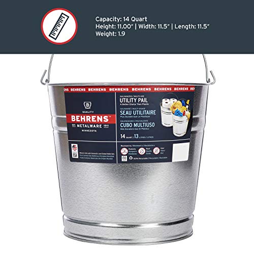 Behrens Galvanized Steel Utility Pail 14-Quart - size: 14-Quart, style: Galvanized