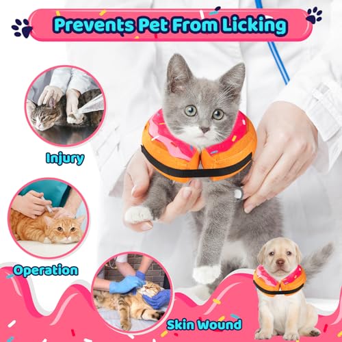 Grand Line Donut Inflatable Collar for Dogs and Cats, Soft Recovery Dog Cone After Surgery, Protective Pet Neck Cone for Small, Medium, Large Dogs, Not Block Vision (Pink, S) - color: Pink Donut, size: S (Neck:4"-7")