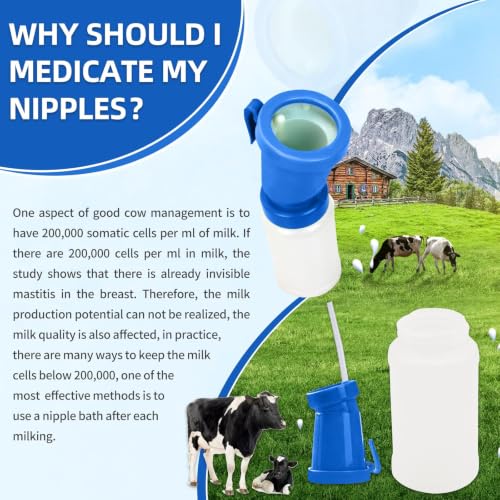 3 Pack Teat Dip Cup, Non Reflow Nipple Cleaning Disinfection, Dip Cup for Cow Sheep Goat, Non-Return Teat Dipper - 300 ml (Blue) - color: Blue