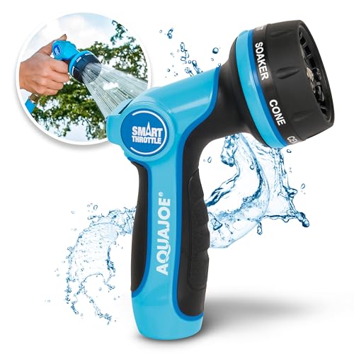 Aqua Joe AJHN102 Heavy-Duty Metal Multi-Function Hose Nozzle with Smart Throttle and 7 Sprayer Patterns