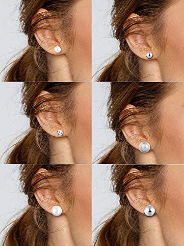 BBTO 24 Pairs Stud Earrings, Crystal Pearl Ear Stud for Women | Earrings, Alloy and Gold, Sliver Gold Black, for Men Women Loved Ones and Friends - color: Sliver