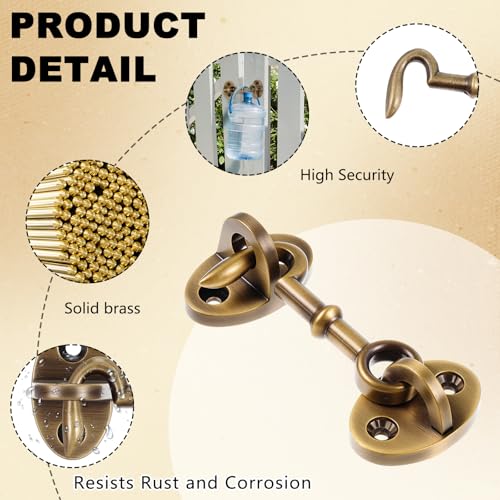 1 Piece 2.75 Inch Brass Hook and Eye Latch Gate Door Latch, Bronze | Cabin Hook Lock Door Lock Hardware Best for Window, Sliding, Shed, Fence, Gate, Cabinet, Bathroom, Closet - color: Bronze, size: 2.75 Inch