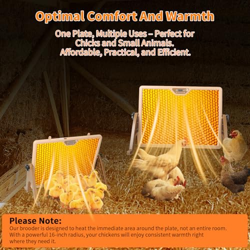 ZEMIRO CHARGE 180W Radiant Chicken Coop Heater Energy-Efficient Winter Heating, Safer Alternative to Brooder Lamps,Heater with 2 Heating Plates for Chick Kitten Puppy Pets Animals (Brown) - color: Brown