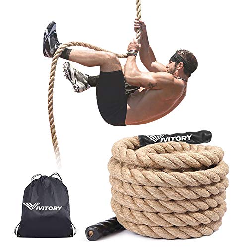 VIVITORY Gym Fitness Training Climbing Ropes, Workout Gym Climbing Rope | Home Training and Fitness Workouts,1.5'' in Diameter, Available 10, 15, 25, 30 Ft