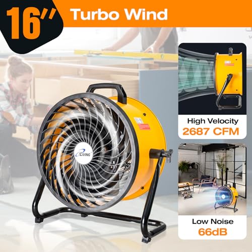 iLiving 16 in. Low Noise Turbo Fan 2687 CFM 3-Speed Portable Air Circulator for Shop, Office, Greenhouse, Home and Warehouse - size: 16-Inch