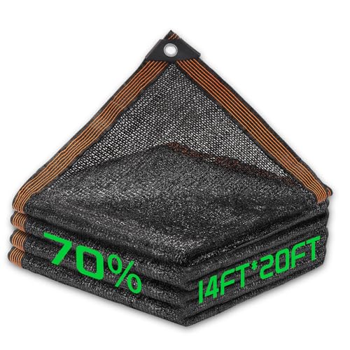 70% Shade Cloth, 14FTx20FT HDPE Mesh Tarp with Reinforced Grommets, Outdoor Sun Shade Net for Greenhouse, Plants, Garden, Pergola, Patio, Chicken Coop (14FT*20FT) - size: 14FT*20FT
