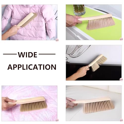 Wooden Bench Brush with Soft Bristles – 2 Pack Wide Table & Counter Dusting Brush for Cleaning Crumbs, Lint, Clothing, Furniture, Kitchen Surfaces & Workbenche - color: Beige