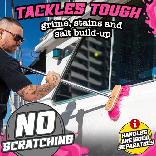 Salty Captain Hard Bristle Boat Deck Brush | Heavy-Duty Cleaning for Grime, Stains & Salt Build-Up – Durable Marine-Grade Design - style: Brush Hard (Pole not included)