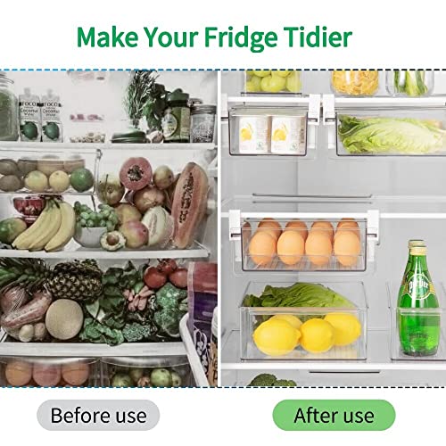 vacane Fridge 28 Egg Drawer Pull Out,Clear Egg Holder Tray for Refrigerator With Handle, Refrigerator Organizer Bins Heavy Duty-L With Egg Tray