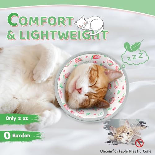 Cat Cone Collar Soft to Stop Licking, Adjustable, Foldable Lightweight Kitten Cones After Surgery Recovery for Cats & Kittens, Cat Cone Alternative, Easy Eating (PinkWhite, S) - color: PinkWhite, size: S