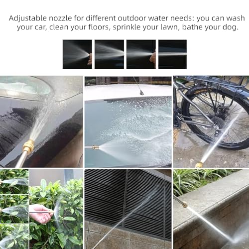 Hose Sprayer Nozzle Heavy Duty, High Pressure Hose Nozzle Water Adjustable Spray Gun Metal Brass Hose Attachment for Washing car, Cleaning, Watering Plants, lawn, Outdoor Gardening. - color: Silvery