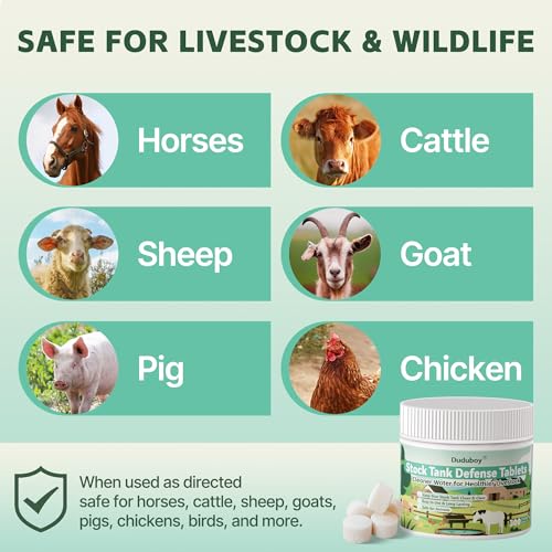 Stock Tank Defense Tablets – Stock Tank Care for All Livestock Water Troughs – Helps Reduce Visible Buildup, Sludge & Muck – Easy & Animal-Safe Care for Horses, Cattle, Goats & Chickens, 300 Count