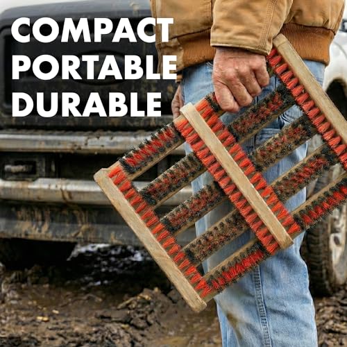 JobSite Boot Scraper - Outdoor Boot Brush Scrubber Brush - Compact, Portable Shoe Cleaner for Home, RVs, Trucks, Kids - Timber Edition