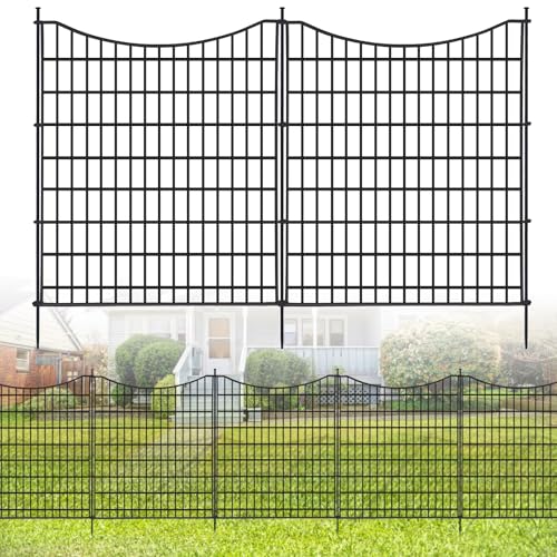 12 Panels No Dig Decorative Garden Fence, 33 in(H) X 27 ft(L) Garden Fencing Animal Barrier, Dogs Rabbits Pets Blocker, Rustproof Metal Decorative Fences for Yard, Outdoor, Patio - size: 12 Panels, 33 in(H) X 27 ft(L)