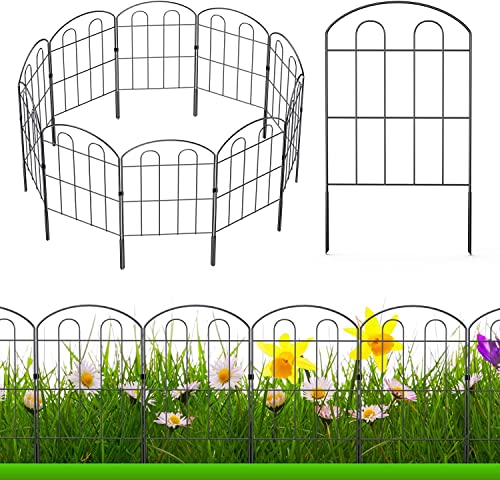 Decorative Garden Fence 24in x 22ft, Flower Bed Fencing Panels | 20 Pack,Iron Wire,RustProof,Animal Barrier - size: 22ft Arc