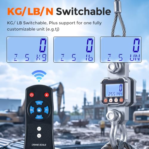 Crane Scale 11000lb Hanging Scale with Peak Hold & Remote | Heavy Duty Digital Hoist Scale for Livestock, Industrial Use, OIML III Accuracy, kg/lb Switchable, Adjustable Auto Off Timer - size: 5000kg/ 11000lb