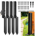 4PCS Fence Post Repair Kit, Heavy Duty Fence Post Anchor Quick Fix for Broken/Leaning Wooden Fence, Easy to Install, Black(16.5+15.75in)