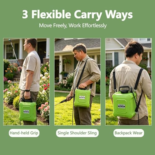 Battery Powered Sprayer 2 Gallon Electric Garden Sprayer for Plants & Weeds | Spray plants, tackle weeds & patios. USB-C rechargeable, 6 nozzles, stainless steel wand for all outdoor tasks. - color: GREEN