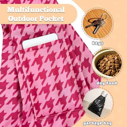 Dog Sling Carrier for Small Dogs and Cats 5–16 lbs, Puppy Carrier Sling with Safety Hook and Storage Pocket, Hands Free Pet Carrier Purse for Travel, Walking, Shopping (Pink Houndstooth) - color: Pink Houndstooth
