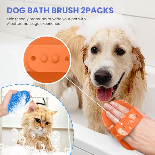 Self Cleaning Shedding Brush - 5-in-1 Professional Pet Grooming Kit Skin Friendly Grooming Tool for Dogs, Cats, and Puppies, Deshedding and Hair Removal for Long and Short Haired Pets,（Blue-Orange） - color: Blue-Orange