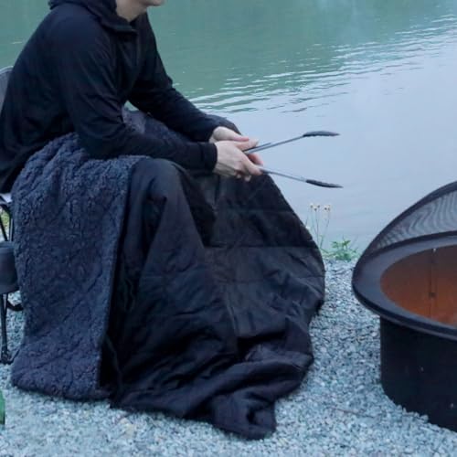 REDCAMP Large Camping Blanket with Sherpa Lining, Black 71"x59" | Cold Weather Warm Thick Outdoor Blanket Comfy Foldable & Windproof for Camping Stadium,Car,Picnics,Pet,Trip,Machine Washable - color: 59"x 71" Black