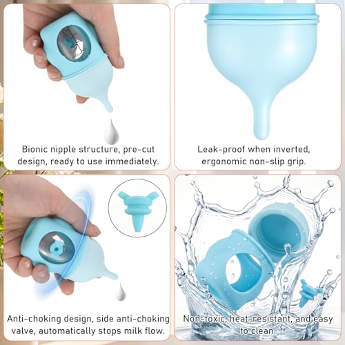 Kitten Bottle for Nursing, Miracle Nipple for Kittens Puppy Kitten Milk Replacement, Silicone Kitten Feeding Bottle for Pregnant Cat Essentials (Blue)