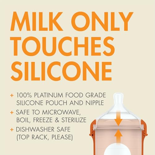 Boon Nursh Silicone Baby Bottles - Speckle - 8 Oz - 3 Count | 100% Food-Safe Silicone, Made Without BPA Or PVC, Medium Flow, Air-Free Feeding, Helps Reduce Colic Symptoms, Dishwasher Safe - color: Speckle, size: 8 Ounce (Pack of 3)